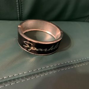 Black silver sparkle saying bracelet cuff